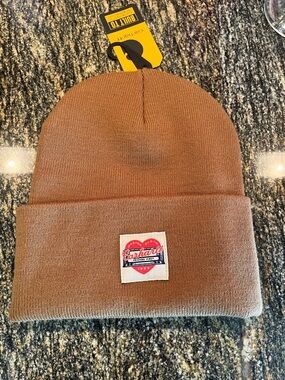 Carhartt Tan Fold-Over Beanie with Heart Patch nwt